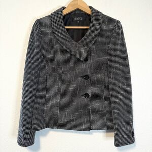 Kasper Asymmetrical Black & White Blazer Jacket Size 10